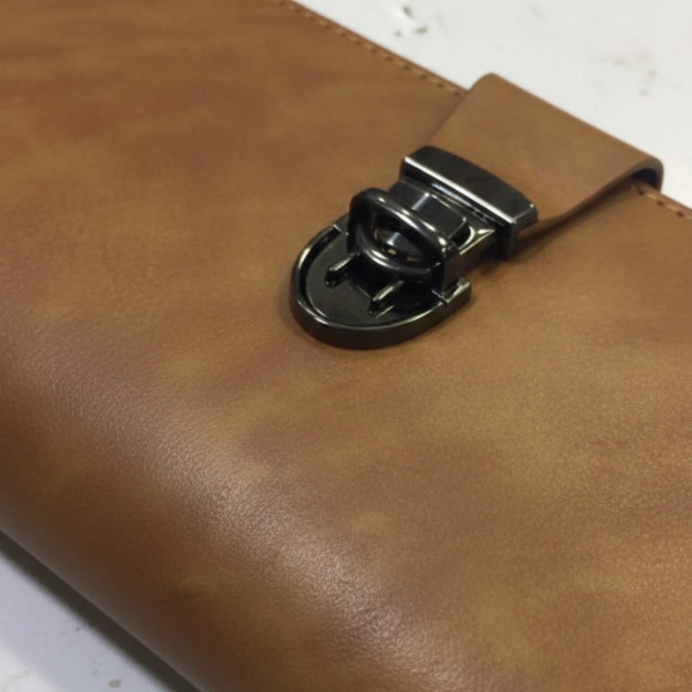 Premium Leather Travel Organizer Wallet – Secure Lock Closure for Men & Women
