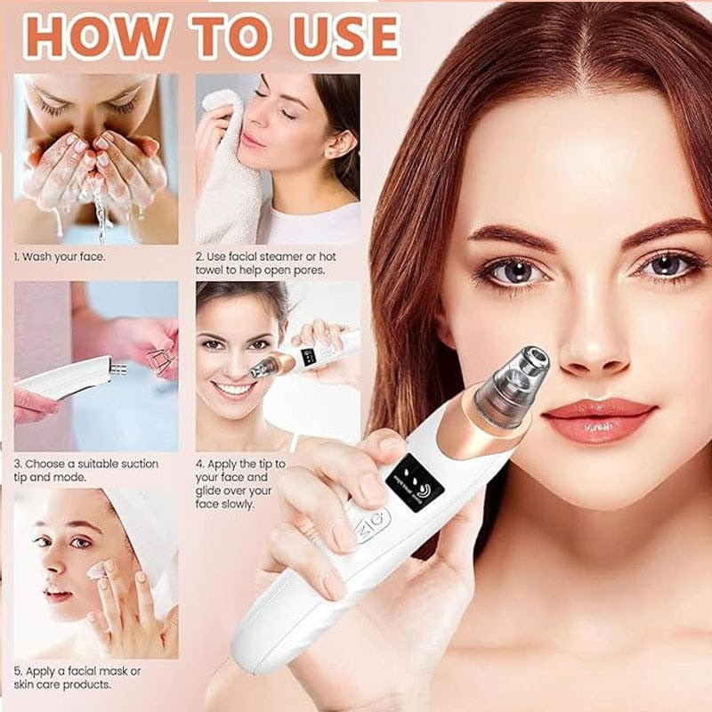 Electric Blackhead Remover – 5-Head Pore Cleaner & Facial Vacuum for Skincare