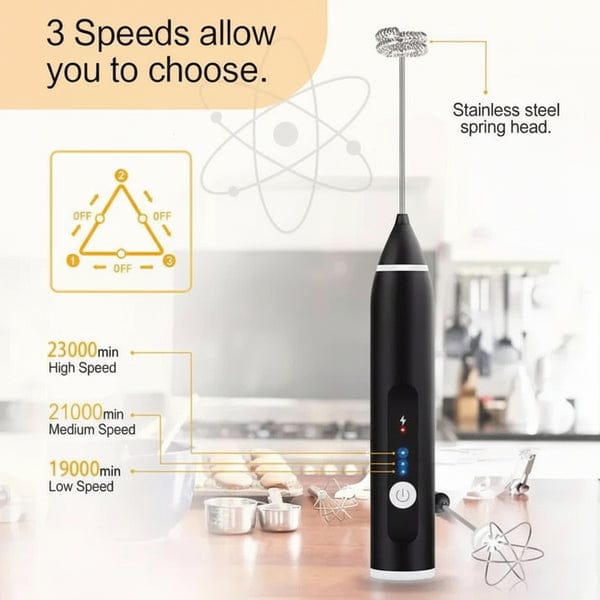 2-in-1 Electric Milk Frother & Egg Whisk – USB Rechargeable Coffee Beater