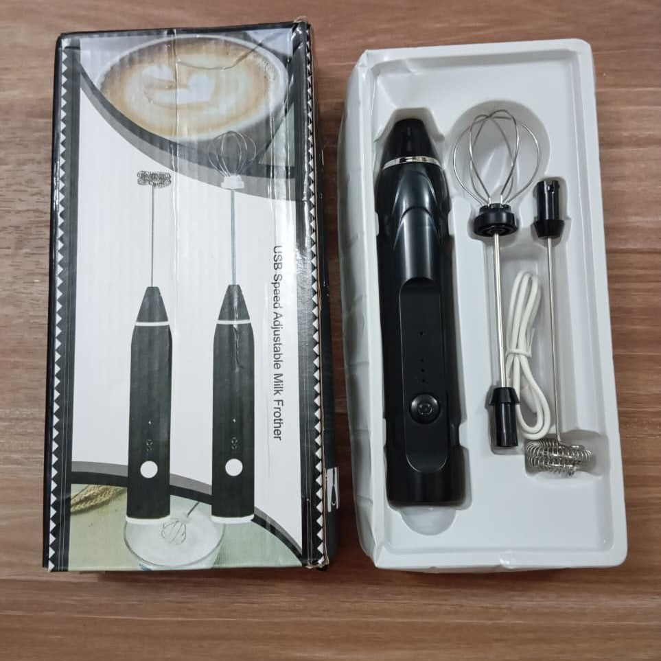 2-in-1 Electric Milk Frother & Egg Whisk – USB Rechargeable Coffee Beater