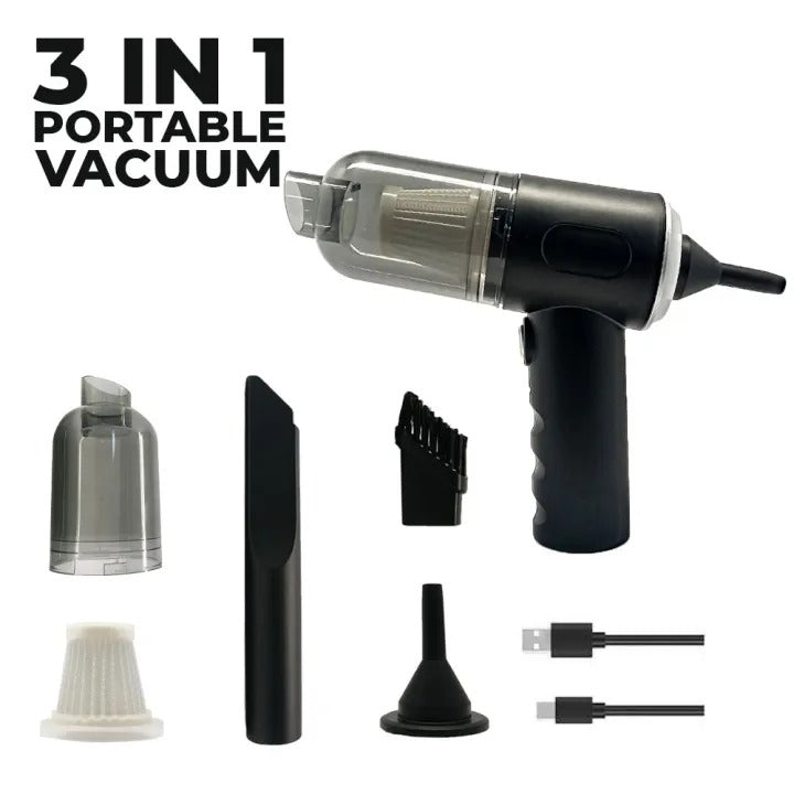3-in-1 Cordless Handheld Vacuum Cleaner – Portable Mini Dust Cleaner for Home & Car