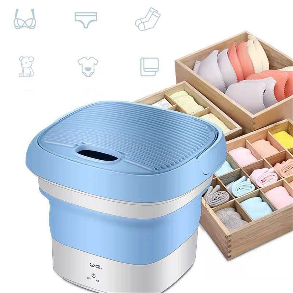 Portable Folding Washing Machine – Compact Semi-Automatic Mini Washer for Home, Dorm & Trave