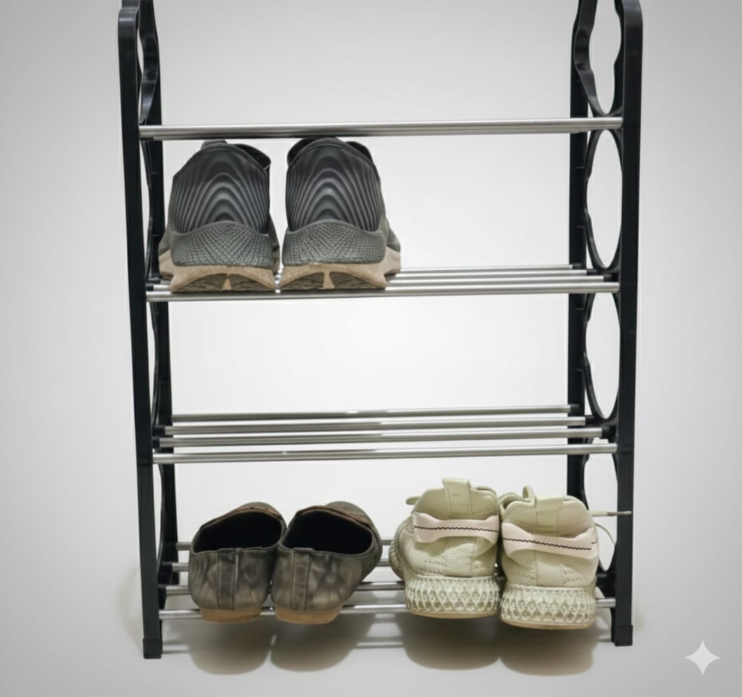 4-Tier Metal Storage Rack – Multipurpose Space-Saving Organizer