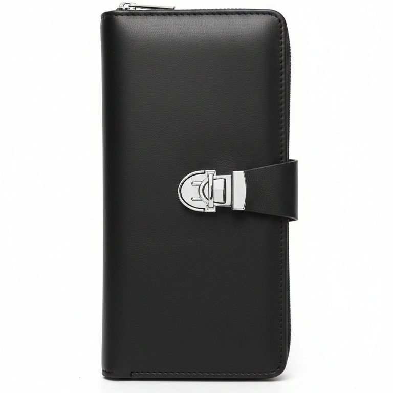 Premium Leather Travel Organizer Wallet – Secure Lock Closure for Men & Women