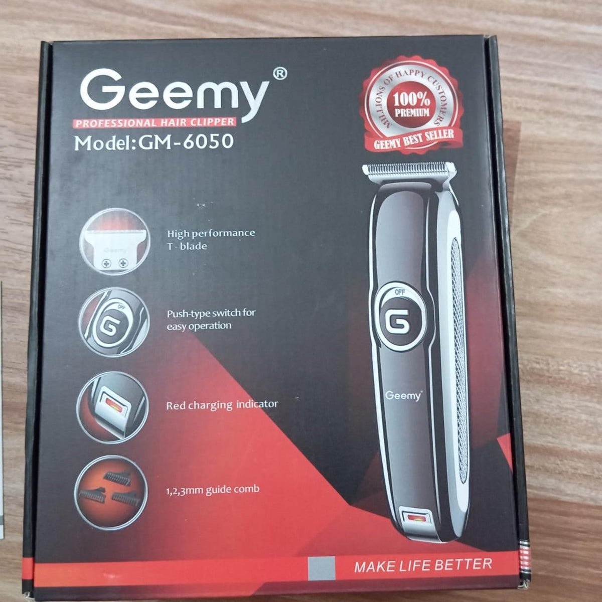 Geemy GM-6050 Original Professional Hair Clipper – T-Blade Trimmer & Shaver Kit
