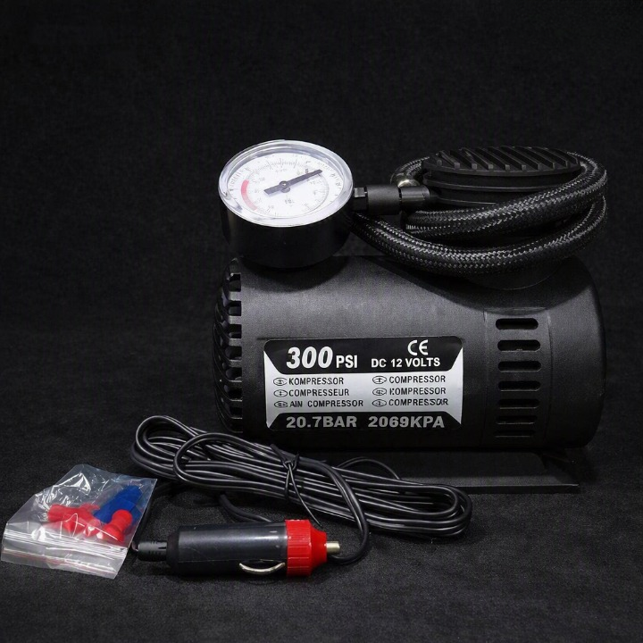 300 PSI 12V Car Tyre Inflator – Portable Air Compressor with Pressure Gauge