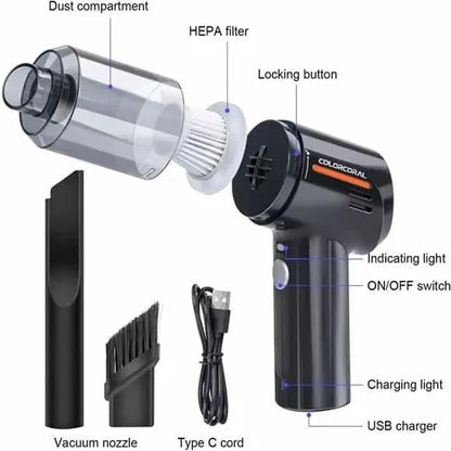 3-in-1 Cordless Handheld Vacuum Cleaner – Portable Mini Dust Cleaner for Home & Car