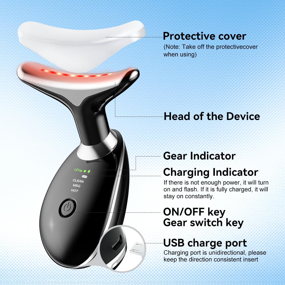 Rechargeable Electric Face Massager – 3-Mode Facial Beauty Device with 45°C Warmth