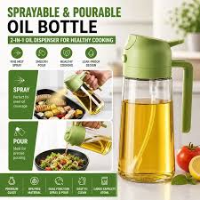 2-in-1 Glass Oil Sprayer & Dispenser 500ml – Spray & Pour Cooking Oil Bottle