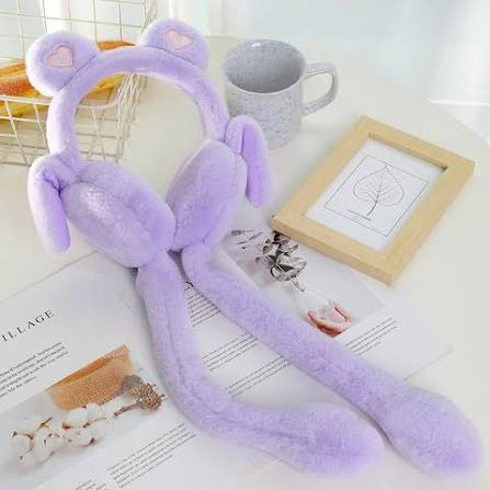 Cute Moving Bunny Ears Hat for Kids – Plush Rabbit Winter Earmuff Cap